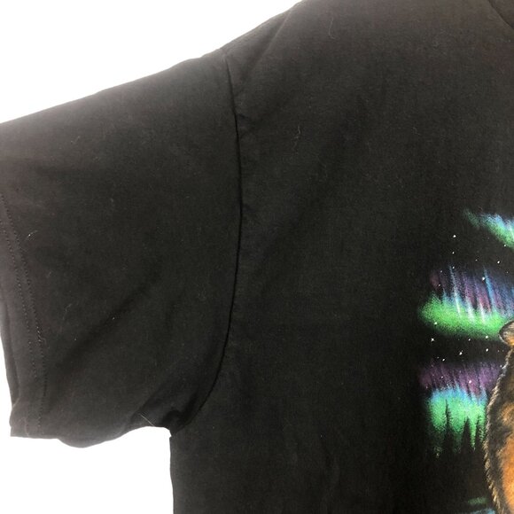 Vtg Timber Wolf Northern Lights Graphic T-Shirt Sz XL? Glows! UV Black Light - Picture 5 of 7